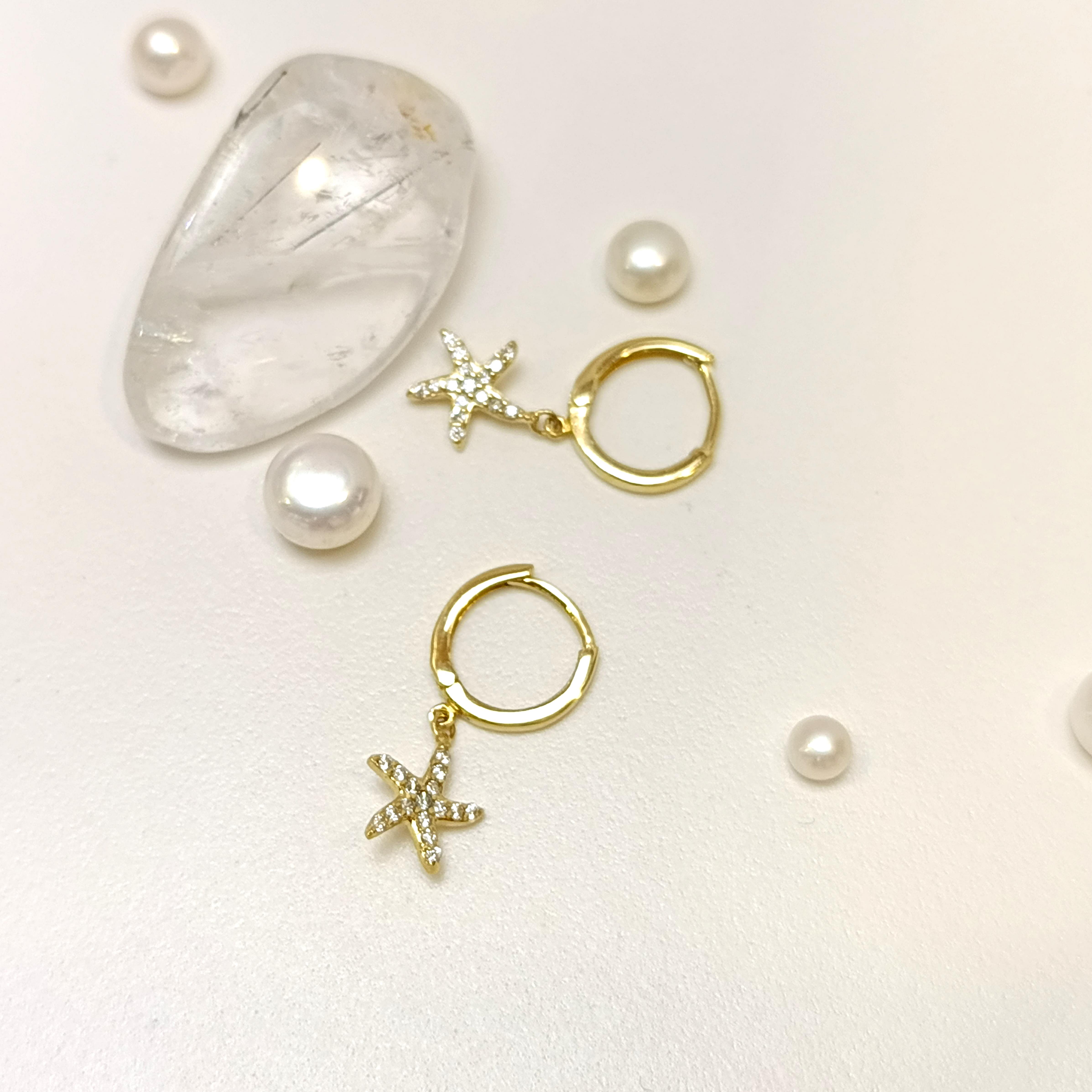 Sallanan Yıldız Küpe 14 Ayar Altın HD VİDEOLU