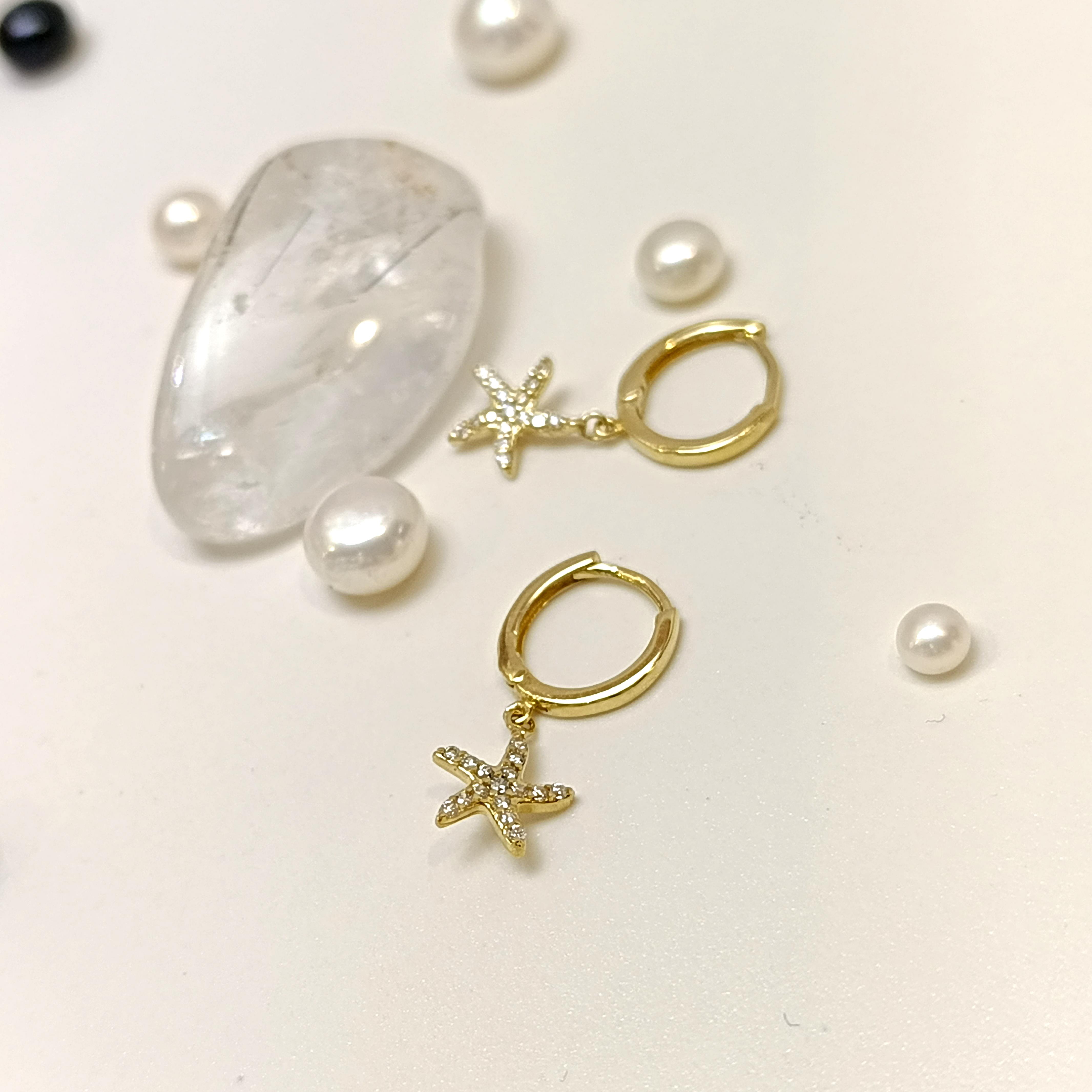 Sallanan Yıldız Küpe 14 Ayar Altın HD VİDEOLU