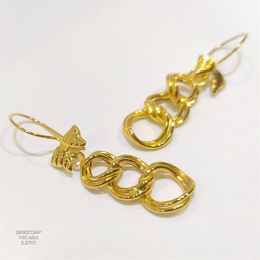 Samanyolu Sallanan Küpe 14 Ayar Altın