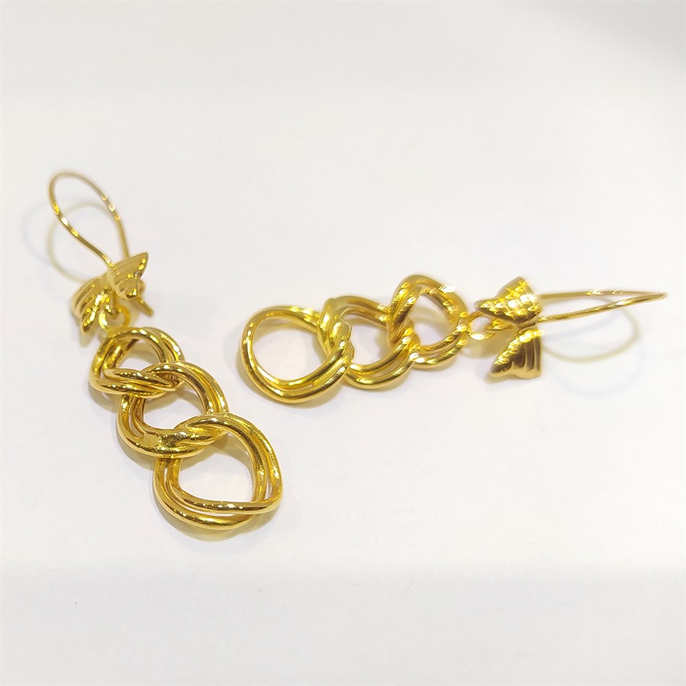 Samanyolu Sallanan Küpe 14 Ayar Altın