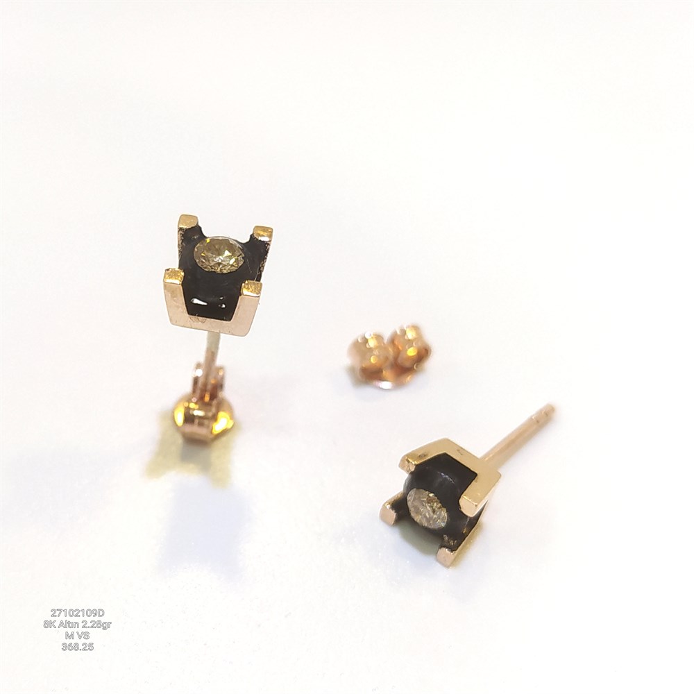 Sarı Elmas Taşlı  0,20ct Küpe