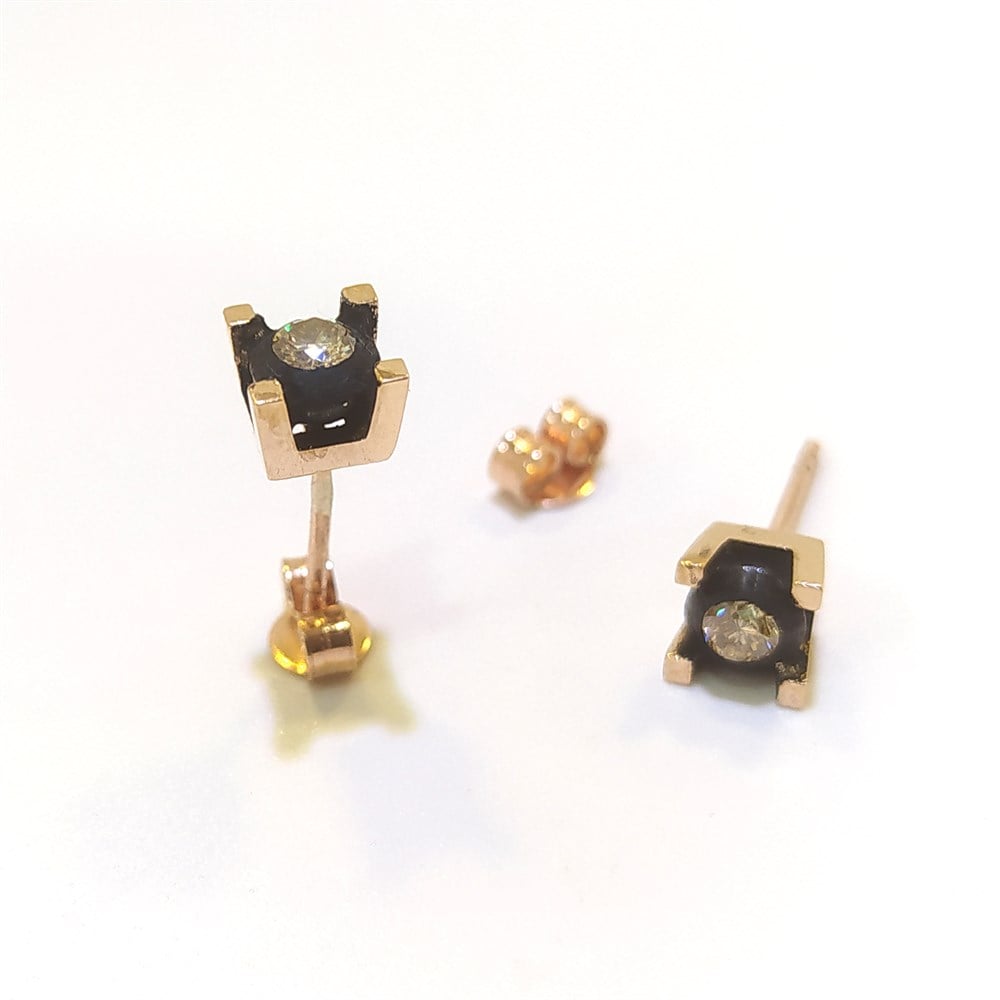 Sarı Elmas Taşlı  0,20ct Küpe