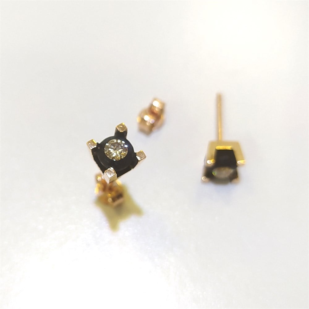 Sarı Elmas Taşlı  0,20ct Küpe