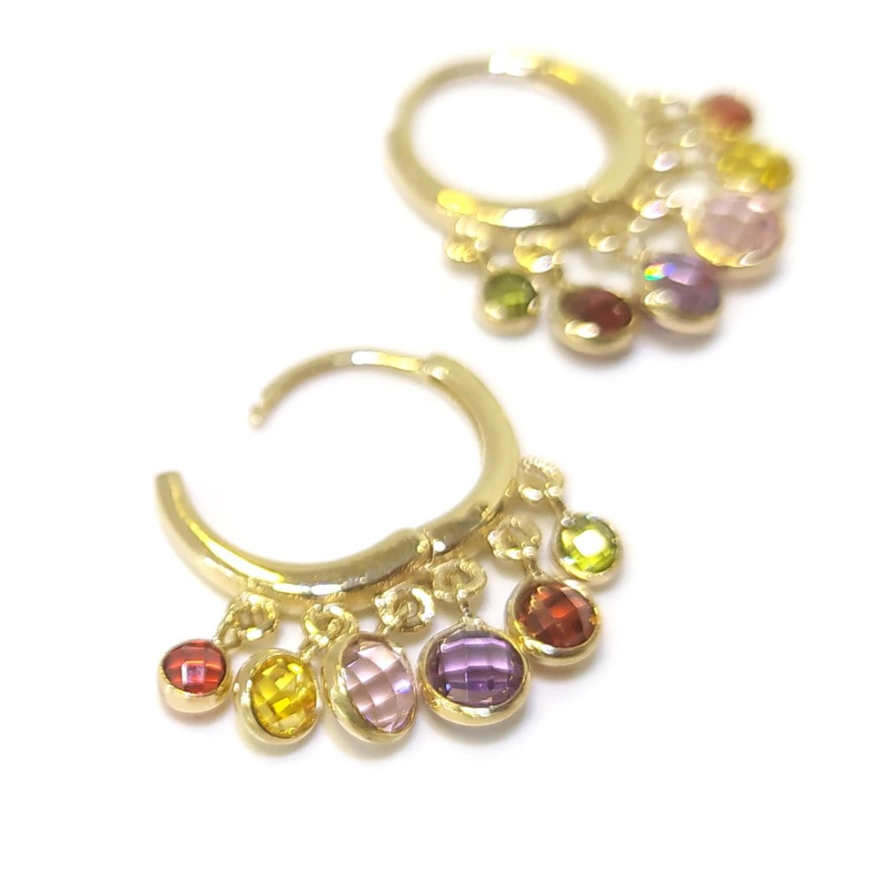 Shakira Gök Kuşağı Halka Küpe 14 Ayar Altın