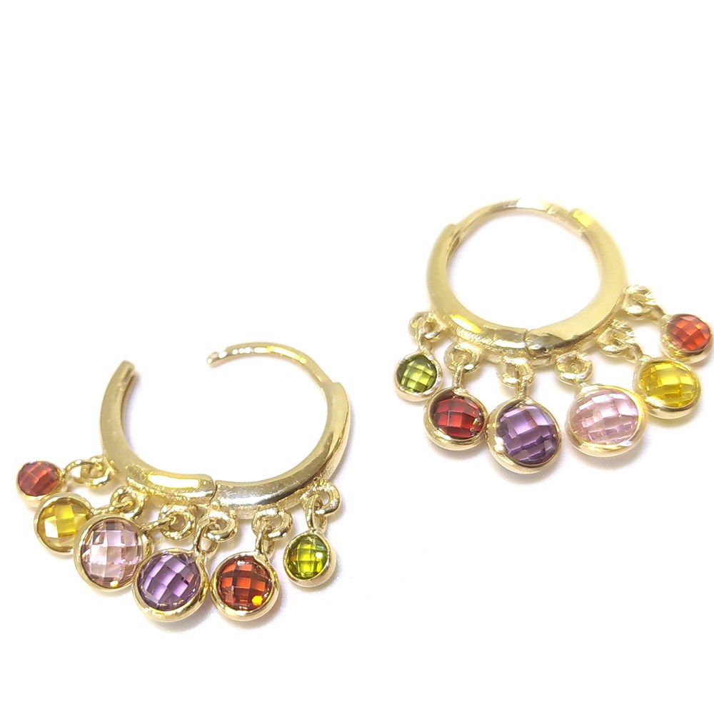 Shakira Gök Kuşağı Halka Küpe 14 Ayar Altın