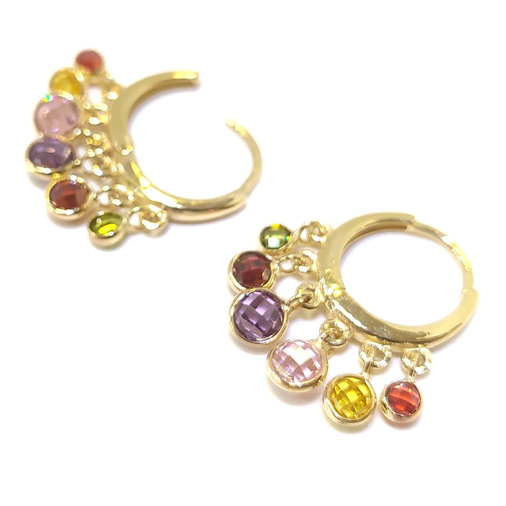 Shakira Gök Kuşağı Halka Küpe 14 Ayar Altın