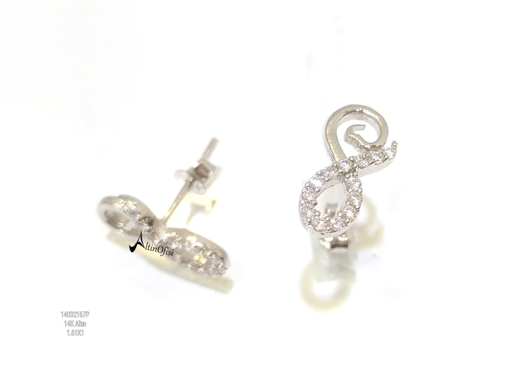 sonsuzluk Vidalı  Küpe  14 Ayar Altın