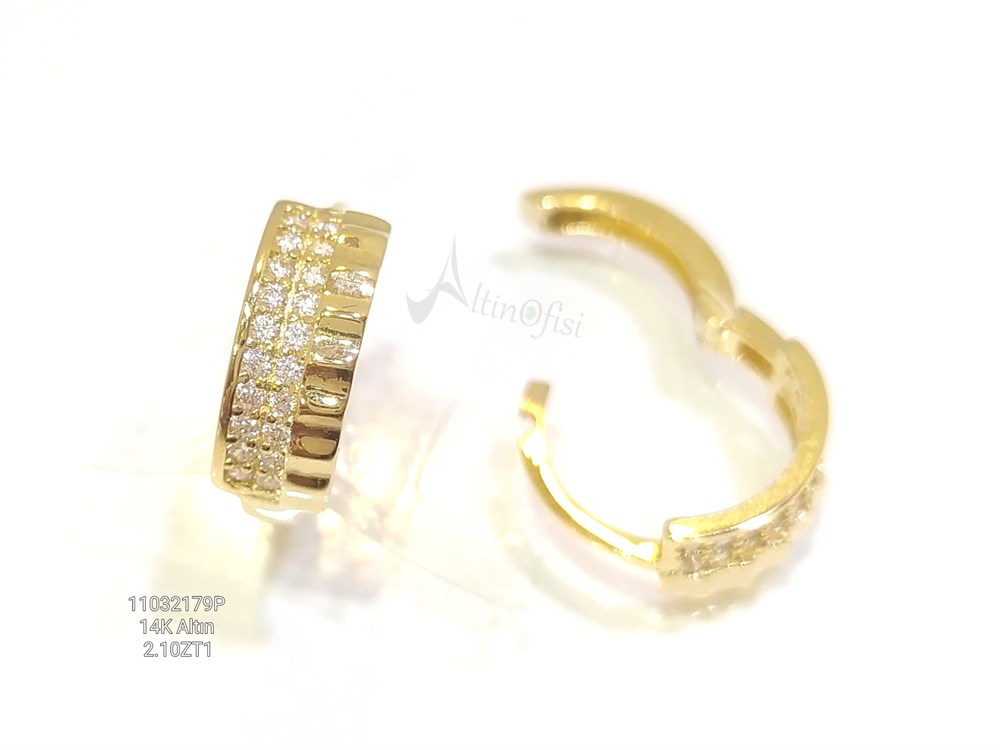 Su yolu Halka Küpe  14 Ayar Altın