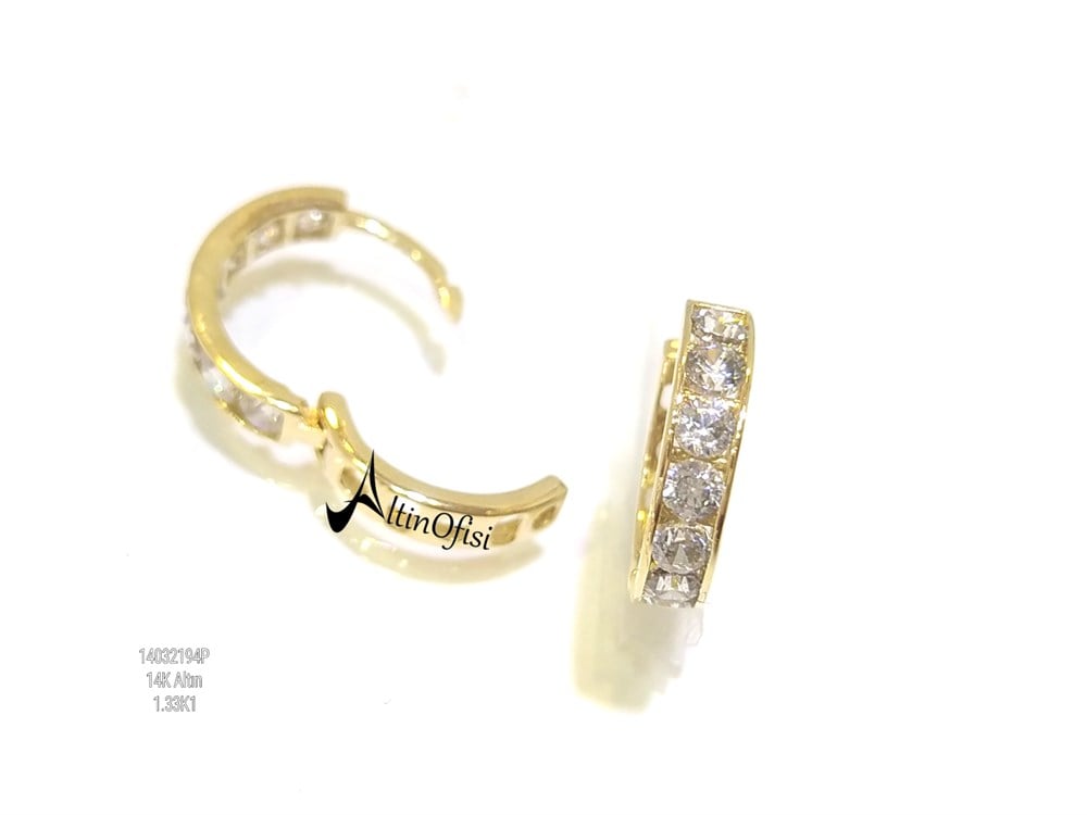 Su Yolu Halka Küpe  14 Ayar Altın