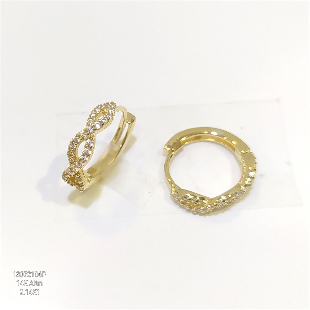 Su Yolu Halka Küpe 14 Ayar Altın