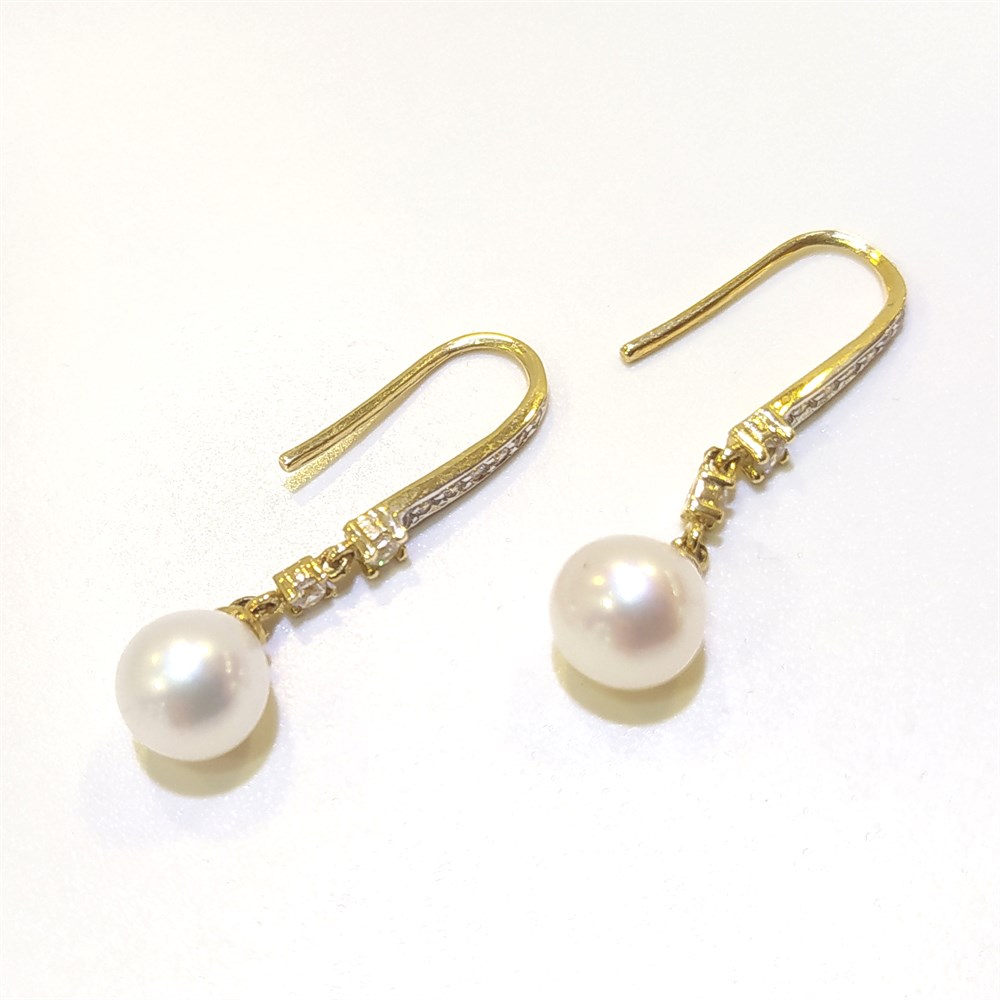 Su Yolu İnci Küpe 14 Ayar Altın