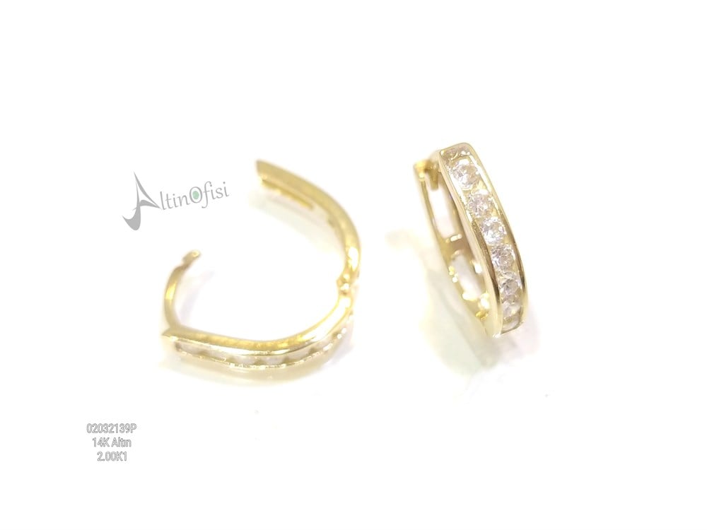 Su Yolu Oval Halka Küpe  14 Ayar Altın