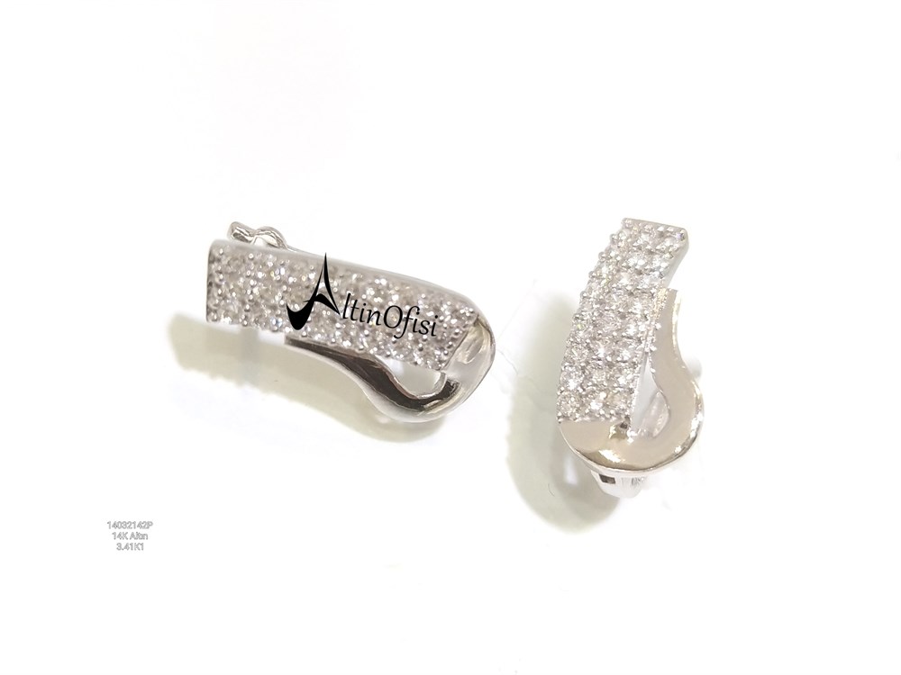 TAşlı J  Küpe  14 Ayar Altın