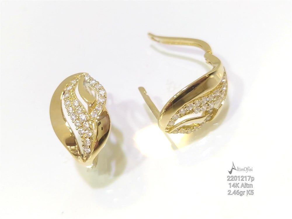 Taşlı Küpe  14 Ayar Altın