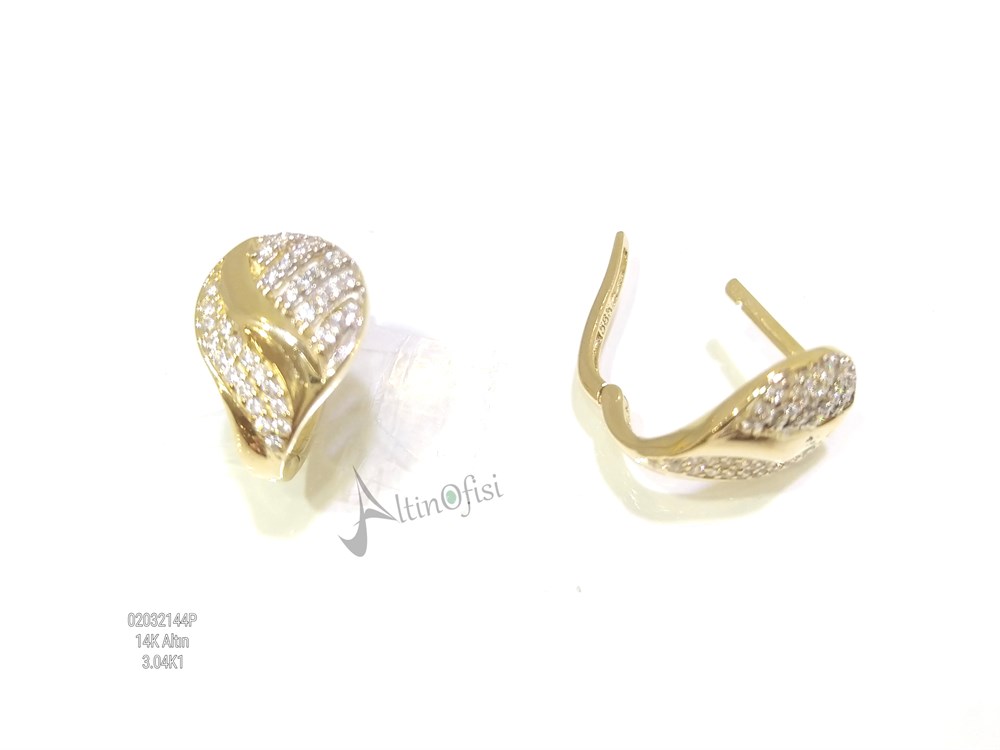 Taşlı Küpe  14 Ayar Altın