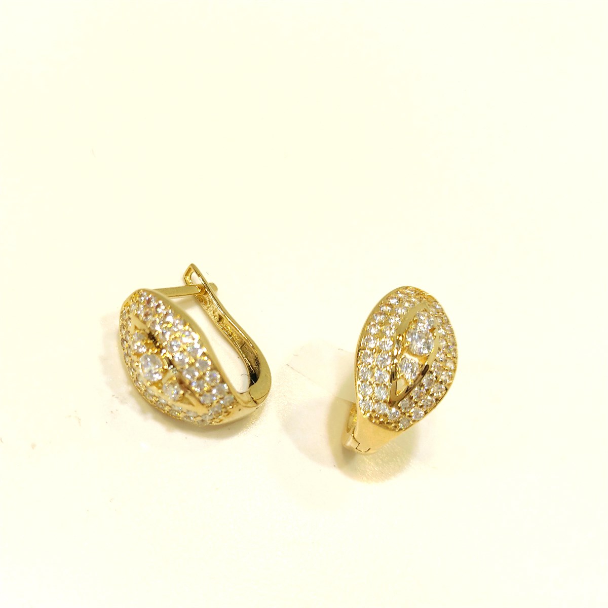 Taşlı Küpe 14 Ayar Altın 4K VİDEOLU