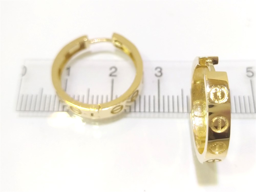 Taşlı Vida Başı Halka Küpe  14 Ayar Altın