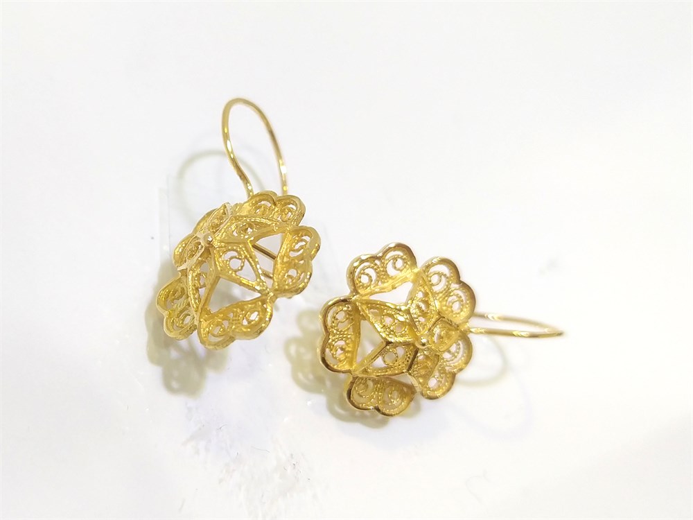 TAşsız Telli  Gül Küpe  14 Ayar Altın