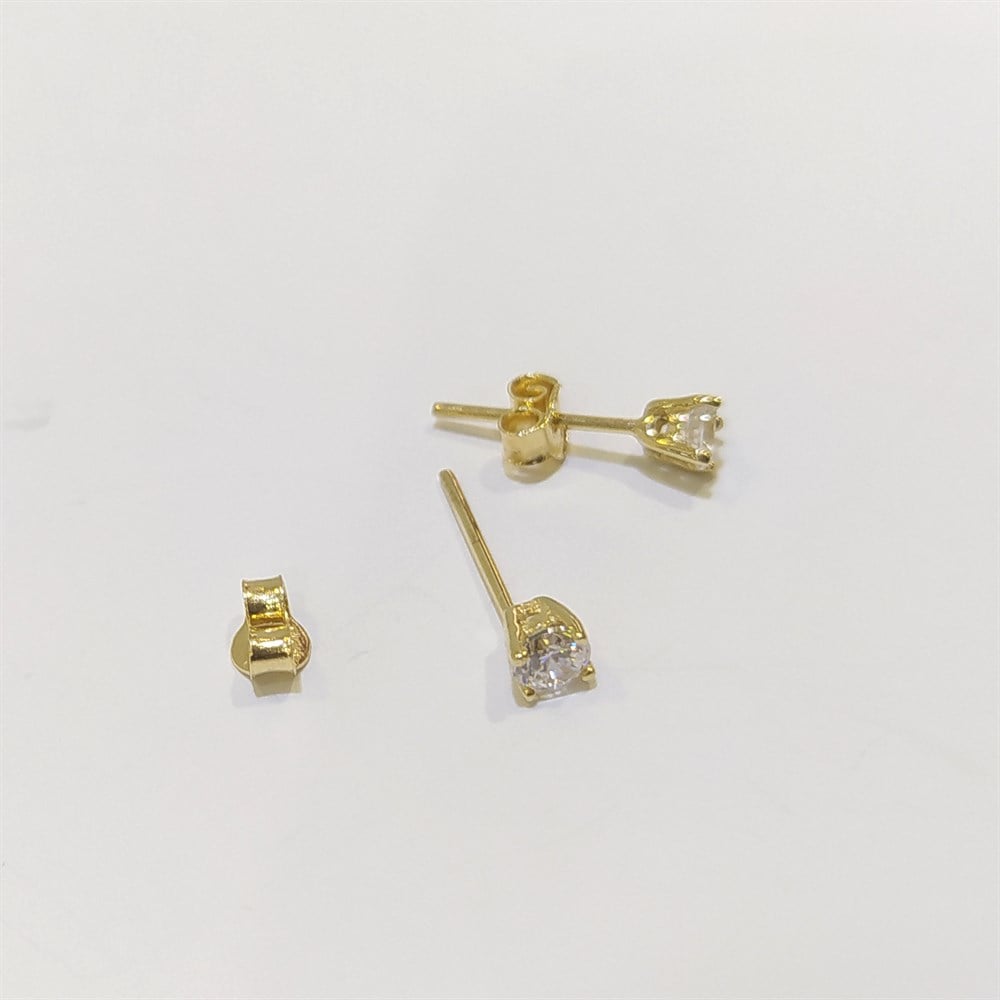 Tek Taş Küpe 14 Ayar Altın