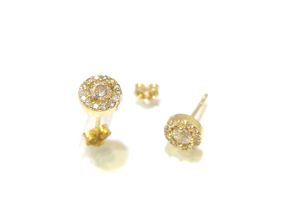 Tek TAş Vidalı  Küpe  14 Ayar Altın