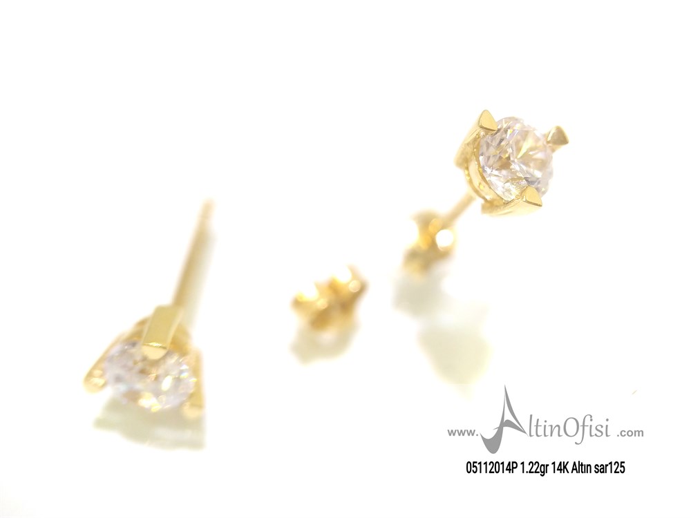 Tektaş Küpe 14 Ayar Altın