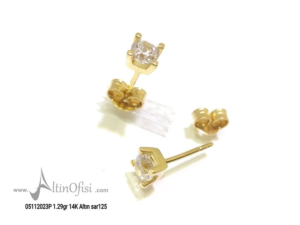 Tektaş Küpe 14 Ayar Altın