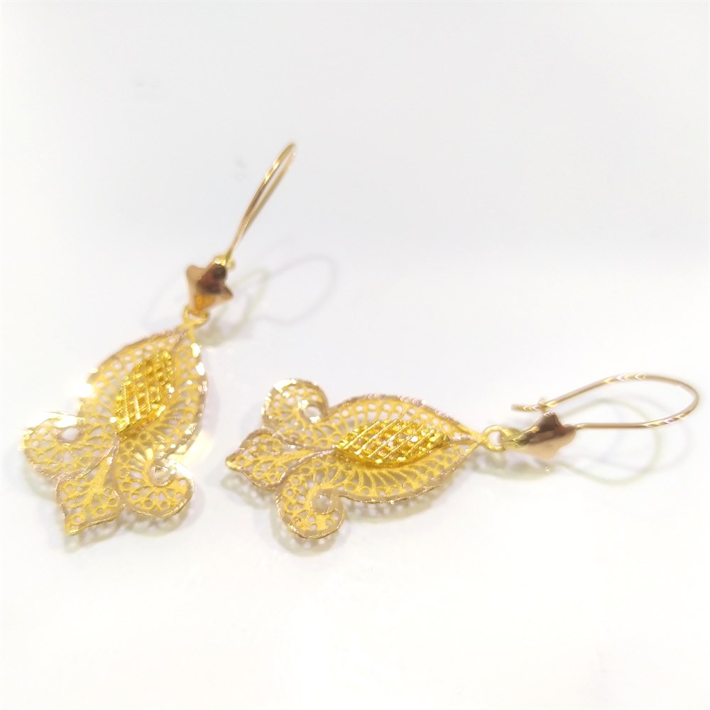 Telkare Sallanan Küpe 14 Ayar Altın