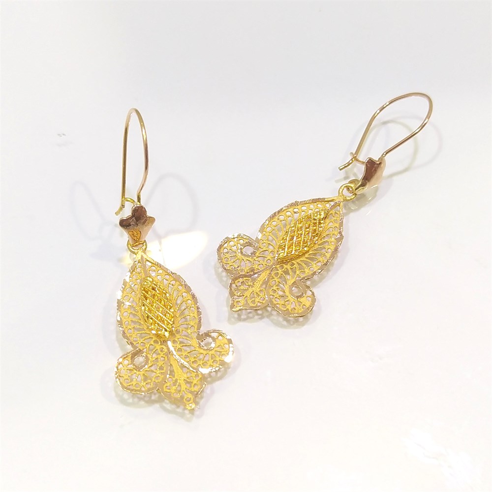 Telkare Sallanan Küpe 14 Ayar Altın