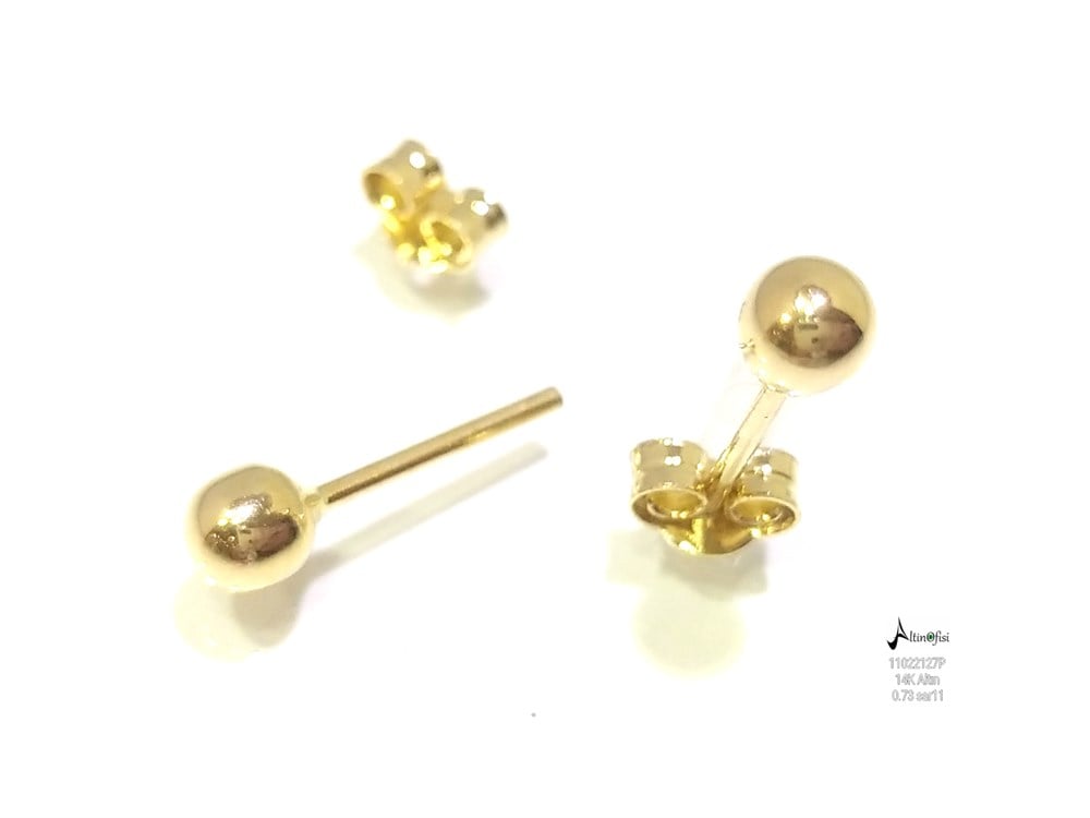 Top Küpe  14 Ayar Altın