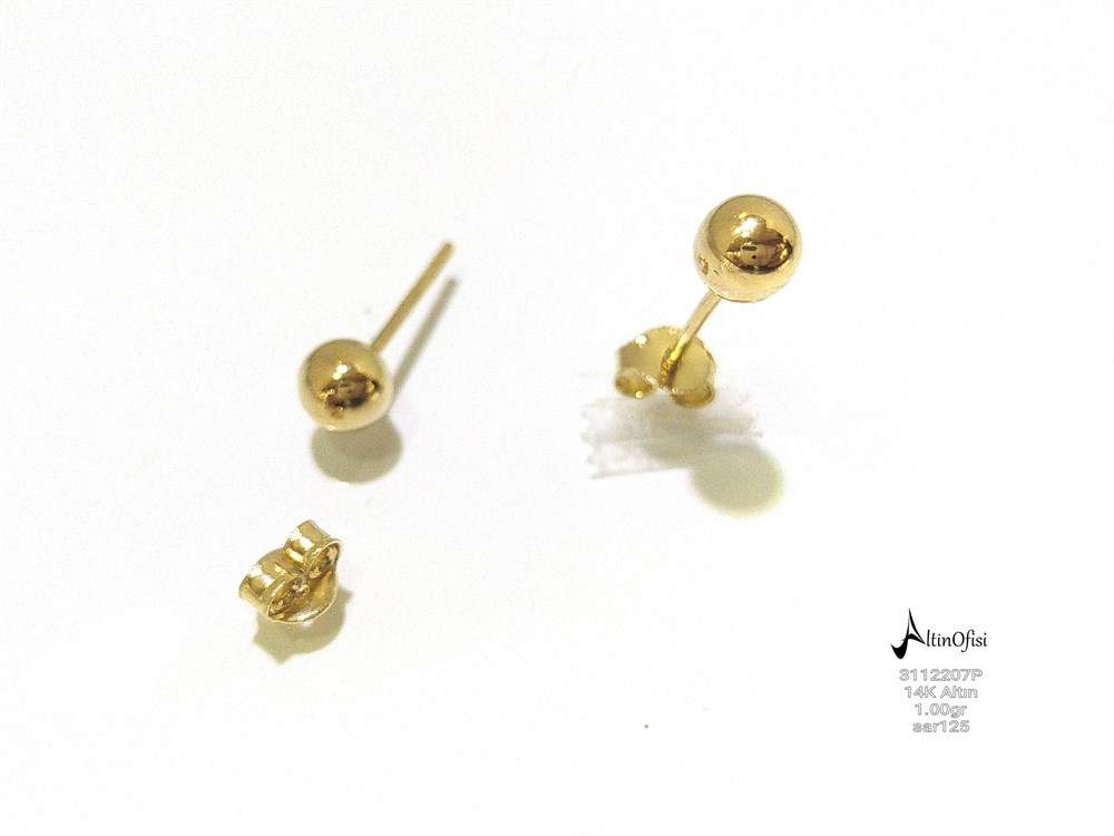 Top Küpe  14 Ayar Altın