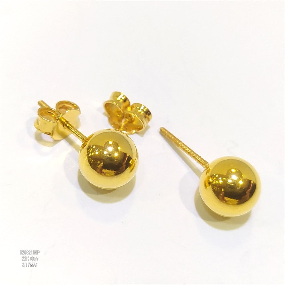 Top Küpe  22 Ayar Altın