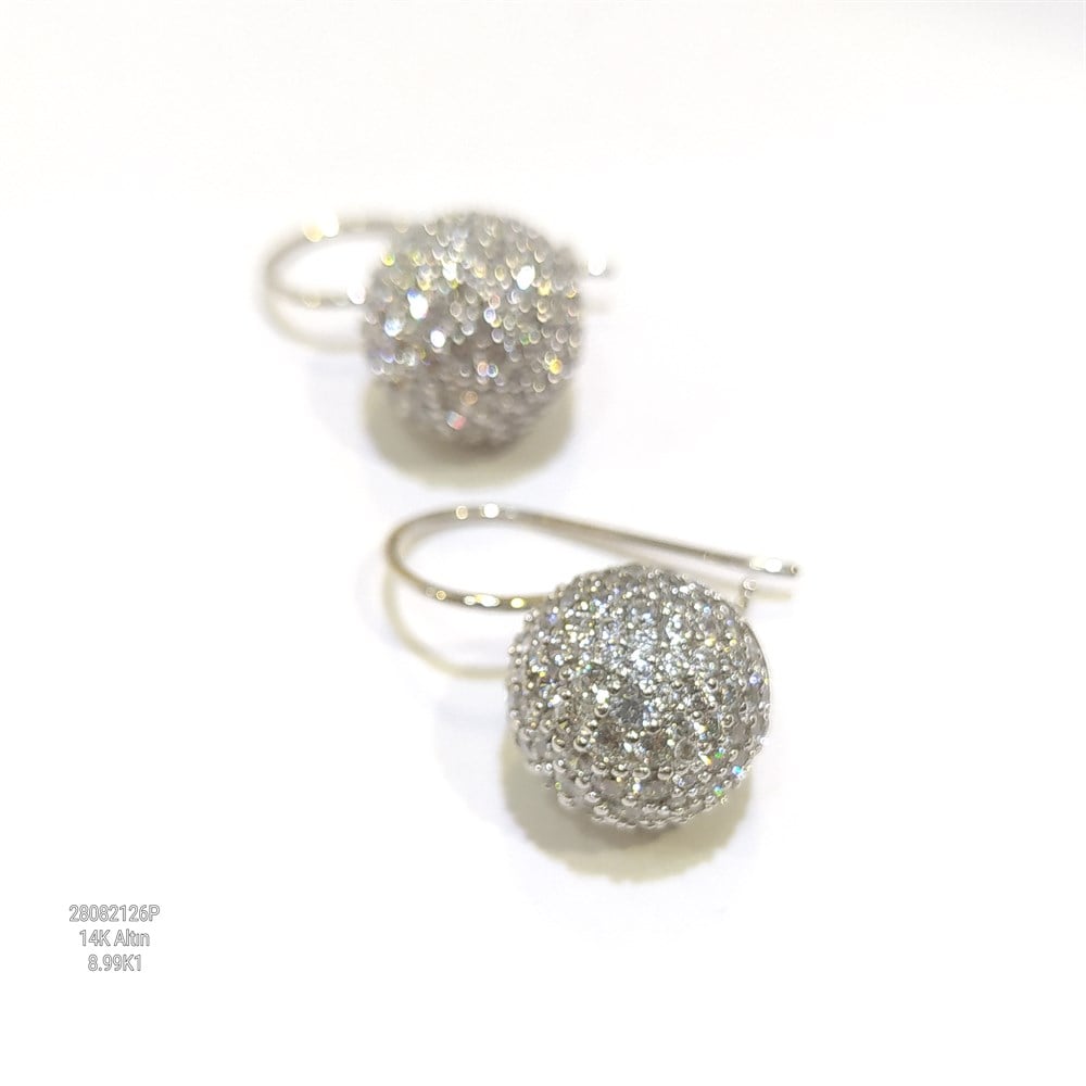 Top Sallanan Küpe 14 Ayar Altın