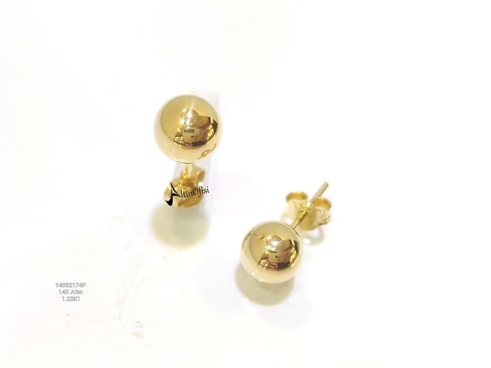 Top Vidalı  Küpe  14 Ayar Altın