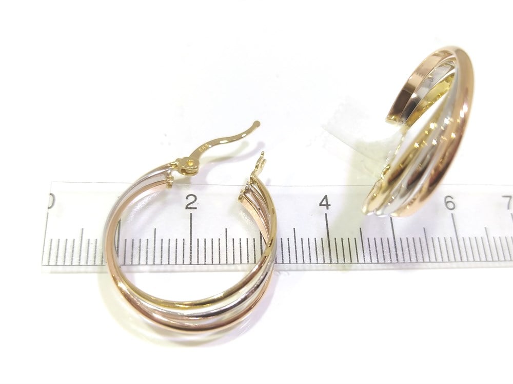 Üçlü Halka Küpe  14 Ayar Altın