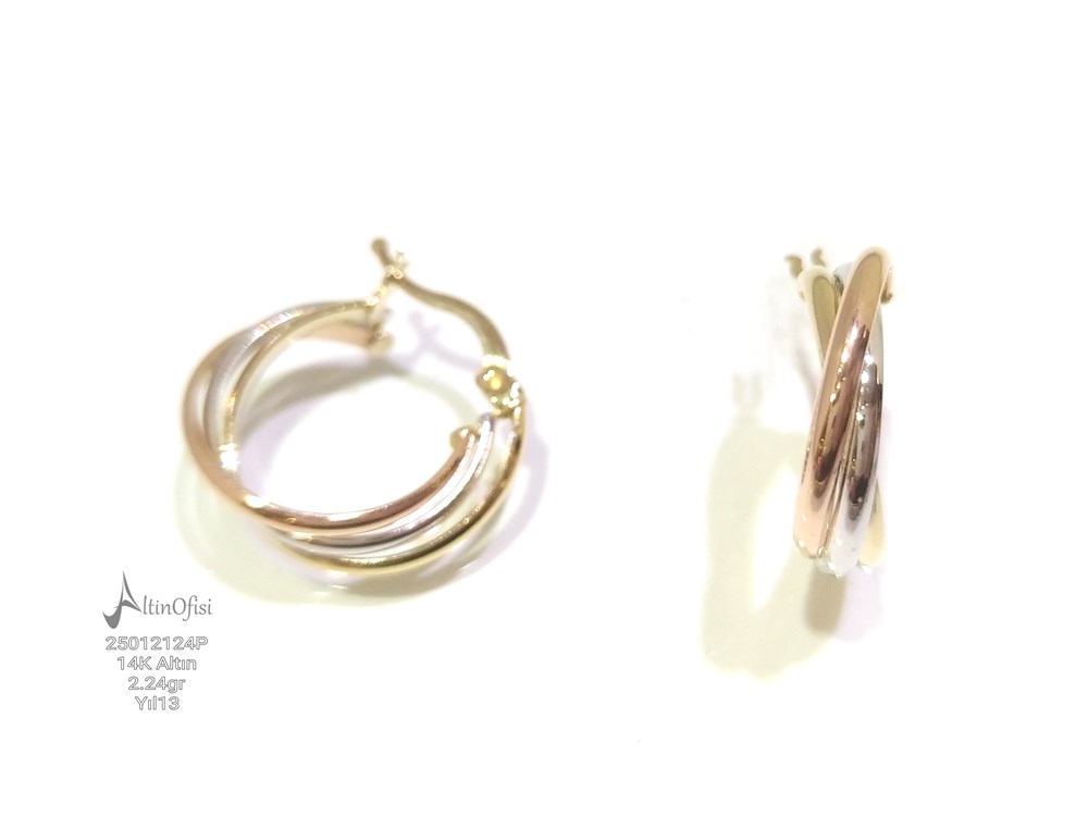 Üçlü Halka Küpe  14 Ayar Altın