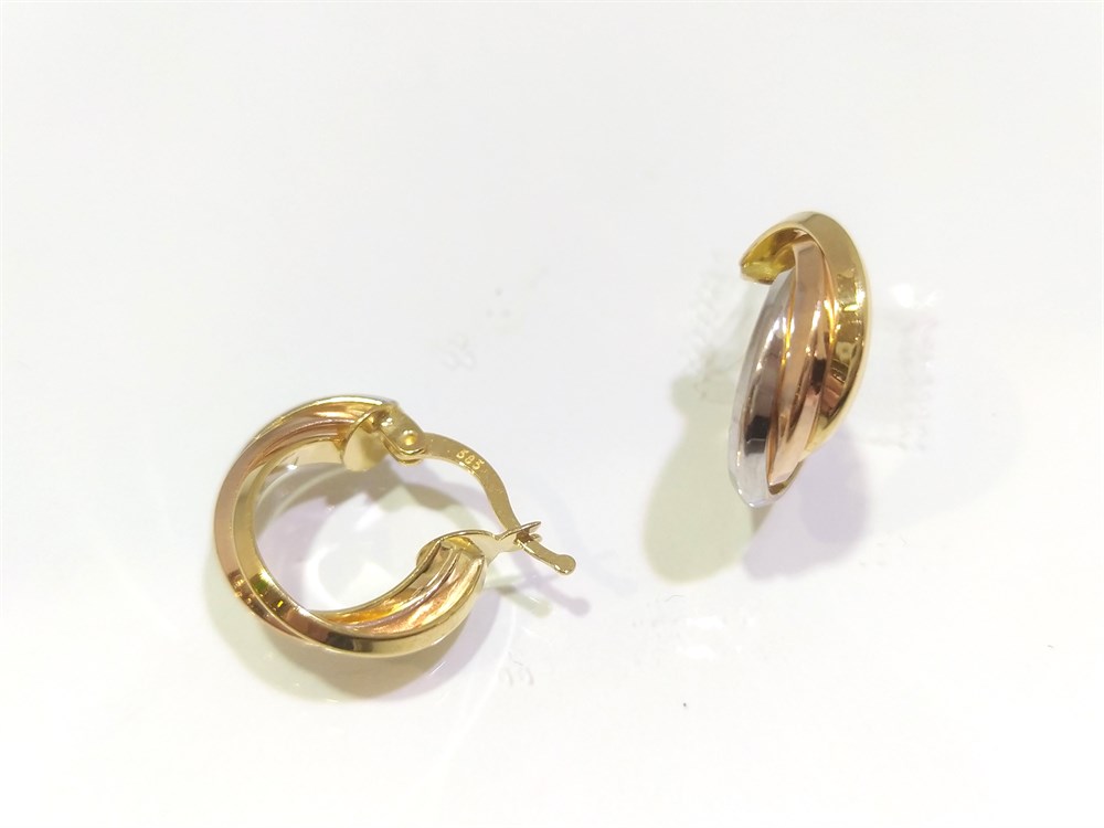 Üçlü Halka Küpe  14 Ayar Altın