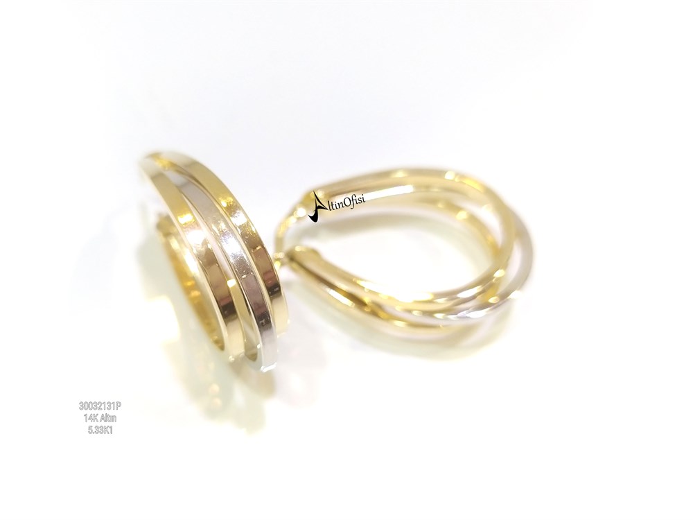 Üçlü Halka Küpe 14 Ayar Altın