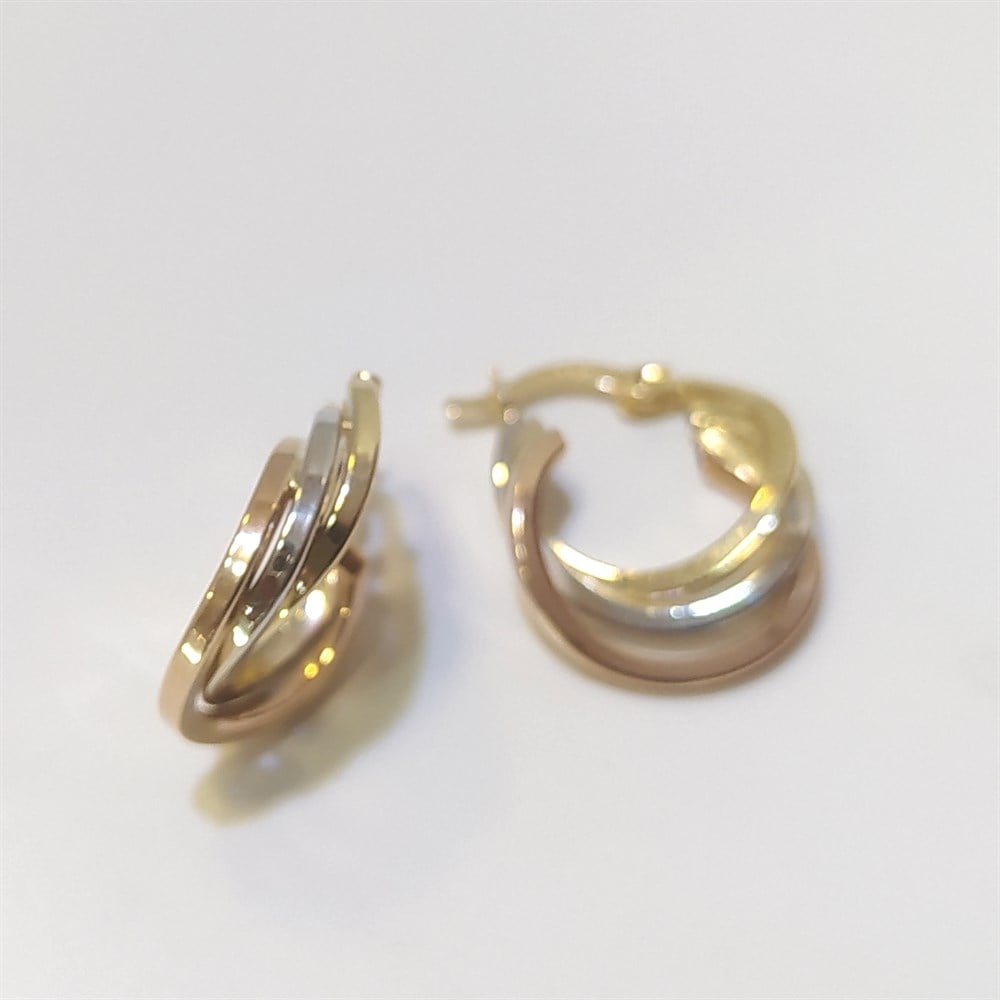 Üçlü Halka Küpe 14 Ayar Altın