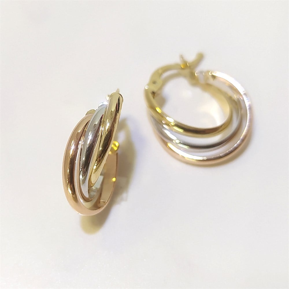 Üçlü Halka Küpe 14 Ayar Altın