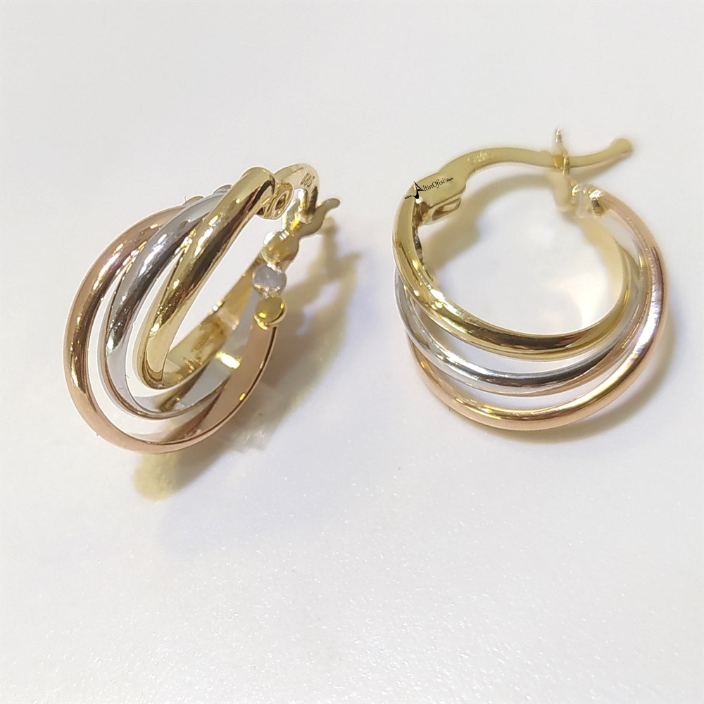 Üçlü Halka Küpe 14 Ayar Altın