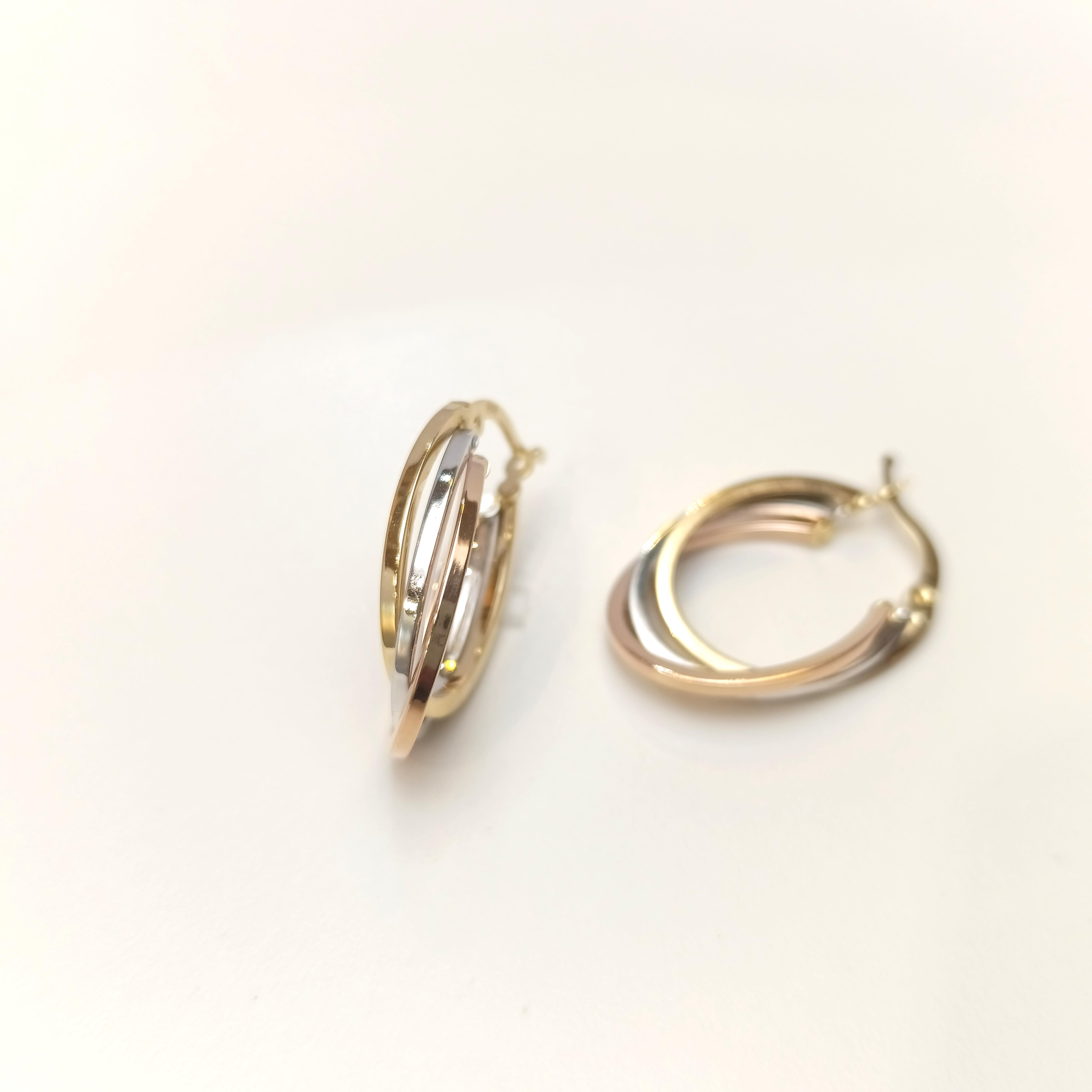 Üçlü Halka Küpe 14 Ayar Altın HD VİDEOLU