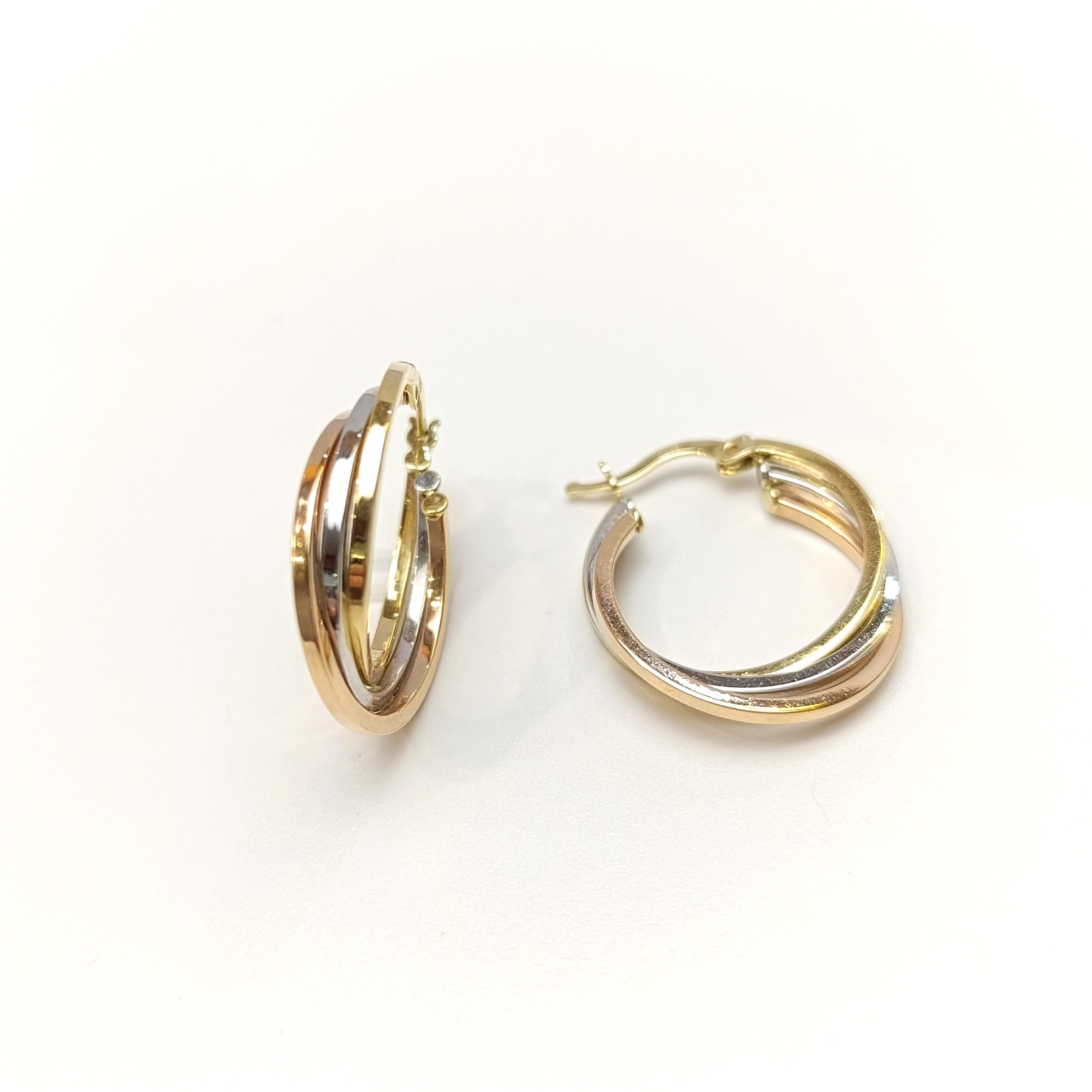 Üçlü Halka Küpe 14 Ayar Altın HD VİDEOLU