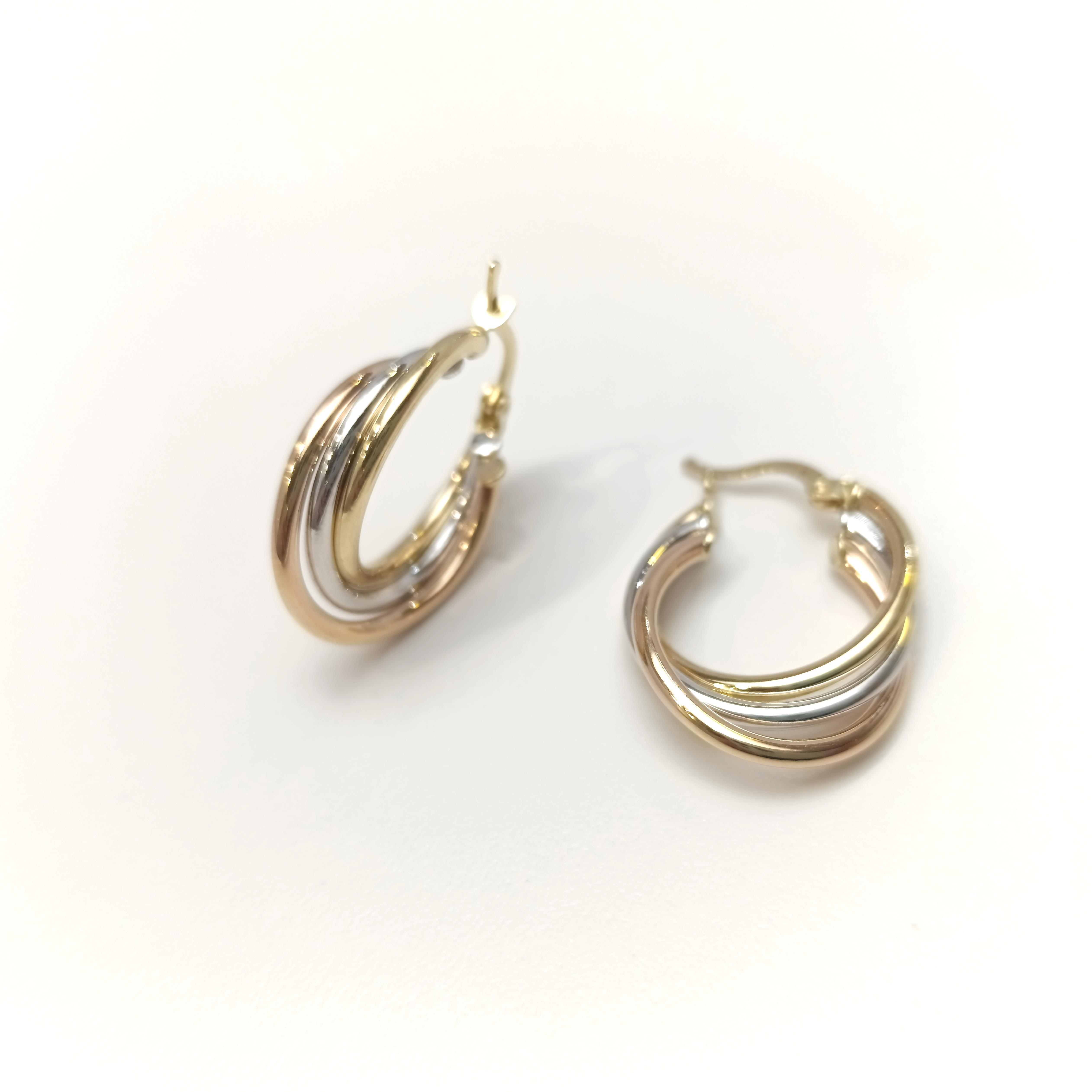 Üçlü Halka Küpe 14 Ayar Altın HD VİDEOLU