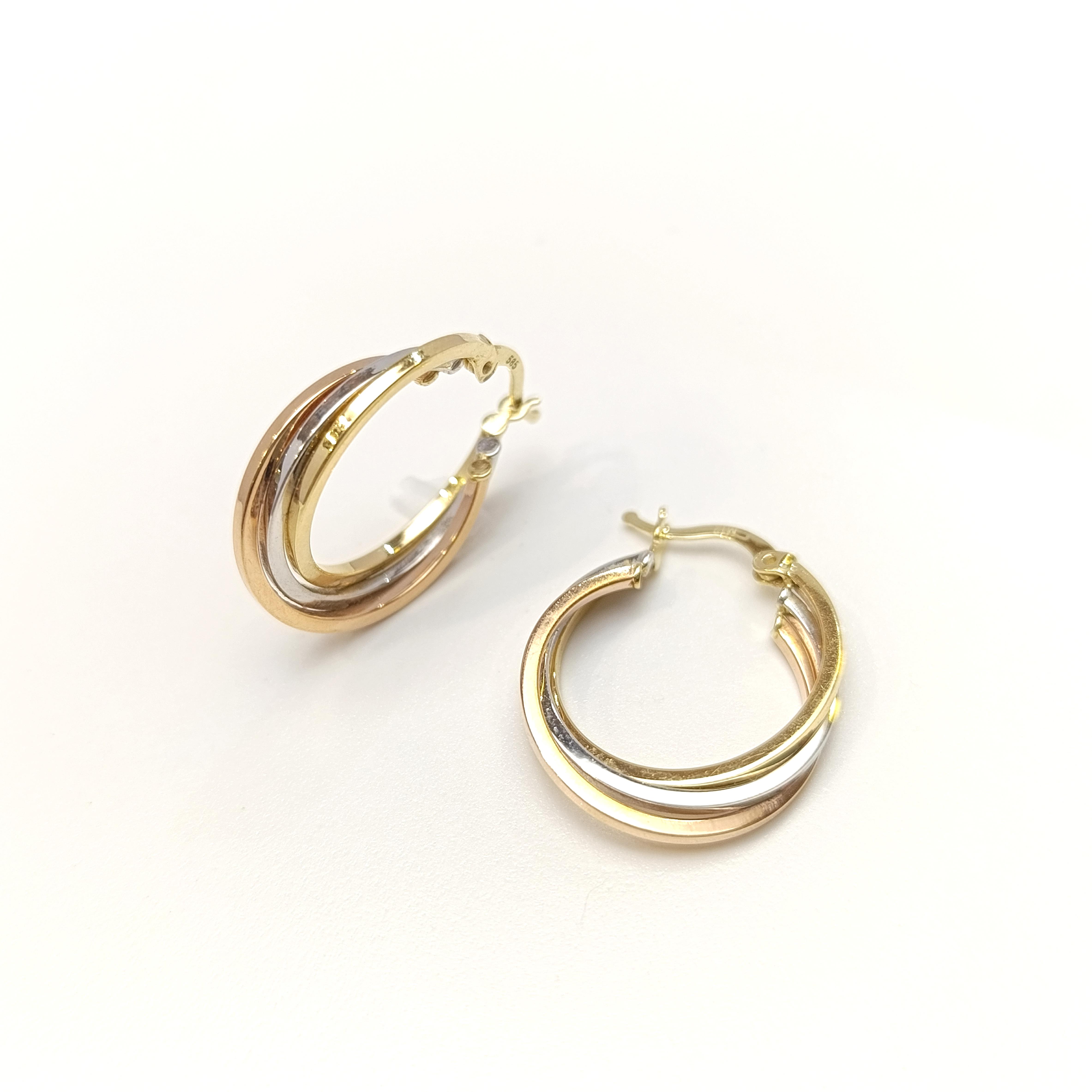 Üçlü Halka Küpe 14 Ayar Altın HD VİDEOLU