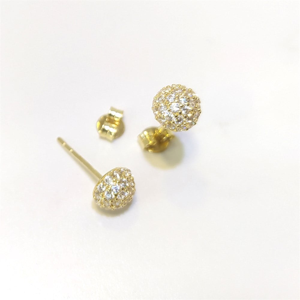 Vidalı Top Küpe 14 Ayar Altın