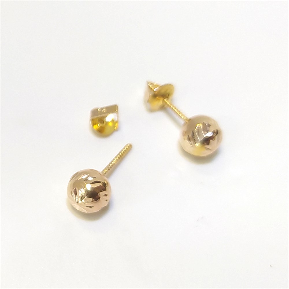 Vidalı Top Küpe 14 Ayar Altın