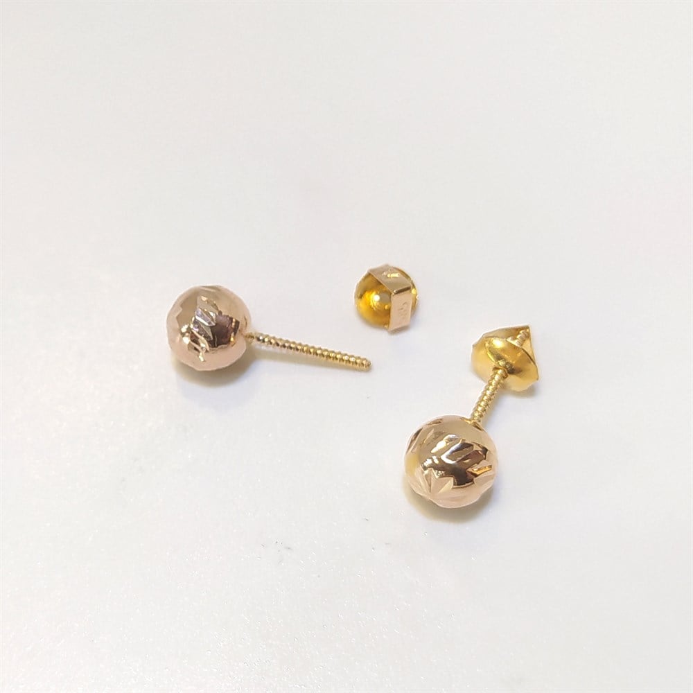 Vidalı Top Küpe 14 Ayar Altın