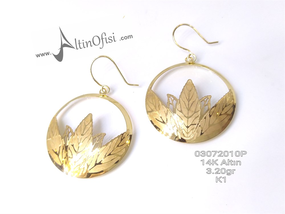Yaprak Küpe  14 Ayar Altın