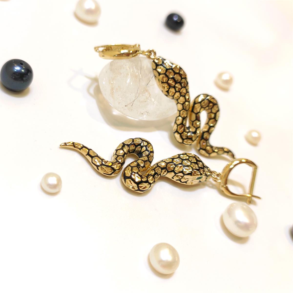 Yılan Sallanan Küpe 14 Ayar Altın HD VİDEOLU