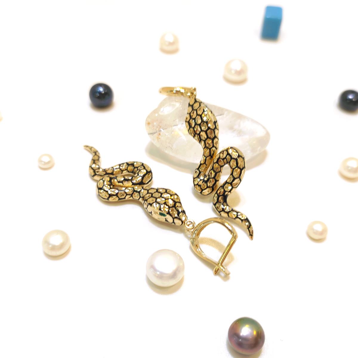 Yılan Sallanan Küpe 14 Ayar Altın HD VİDEOLU